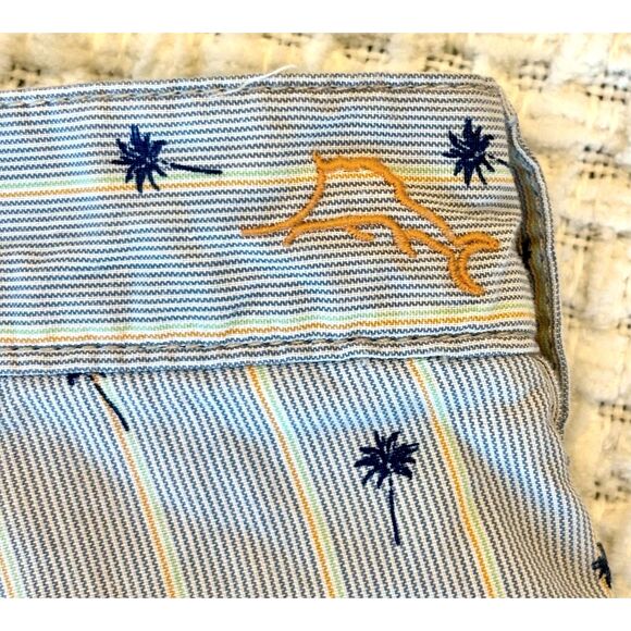 Tommy Bahama Shorts Reversible Blue Madras Plaid Palm Tree 10" Hawaiian Size‎ 34 - Picture 5 of 8